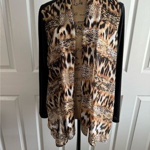 EUC Sunny Leigh Long Sleeve Animal Print Cardigan. Size Xl, Made in USA!